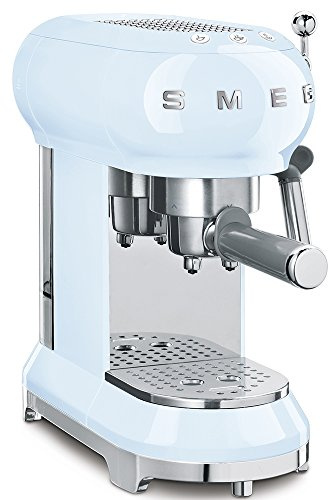 Smeg ECF01PBUK 50's retro style espresso coffee machine, stainless steel filter holder, an anti-drip system, 1L, Pastel Blue