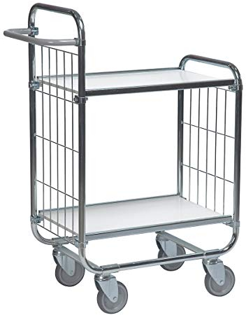 Kongamek Verzinkter Etagenwagen - 2 Böden, LxBxH 815 x 470 x 1120 mm - Tischwagen Gitterwagen Transportwagen Transportgeräte Wagen Etagenwagen Tischwagen Gitterwagen Transportwagen Transportgeräte
