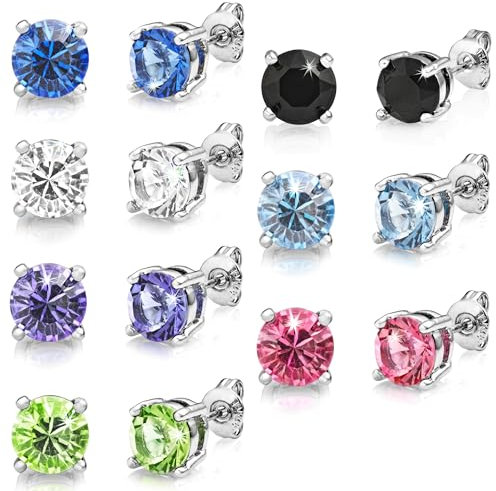 Philip Jones Seven Pack of Solitaire Earrings Created with Zircondia® Crystals