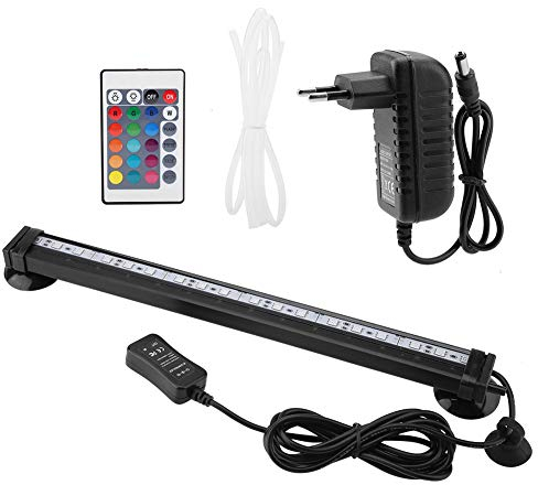 Aquarium LED Aquarium Light Bunte Unterwasserleuchten Hitzebeständige Fernbedienung Wasserdicht Unterwasser Kristall Lichtleiste für Salzwasser und Süßwasser (MF-21U EU Plug)