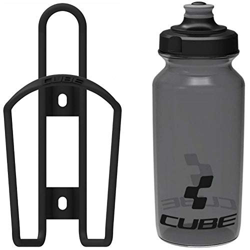 Cube HPA Cage - Matt Black & Icon Bottle - Black, 500ml / Lightweight Bicycle Cycling Cycle Bike MTB Mountain Road Water Drink Flask Bidon Bracket Mount Holder Carrier Part HPC HPP Set Accessories