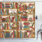 ABAKUHAUS Katze Duschvorhang, Nerd Bohem Katzen-Kätzchen, Stoffliches Gewebe Badezimmerdekorationsset mit Haken, 175 x 220 cm, Pfirsich Mehrfarbig