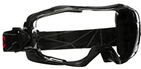 3M GoggleGear 6000 Series Gafas de seguridad, cubierta negra, revestimiento antivaho Scotchgard, lente transparente antiarañazos