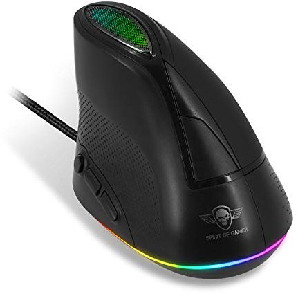 Spirit Of Gamer - Souris Gaming ELITE-M60 Vertical - Rétro Eclairage LED RGB Personnalisable - Jusqu’à 6500 DPI Max - 6 Boutons et Molette de Défilement Programmables – Logiciel Inclus