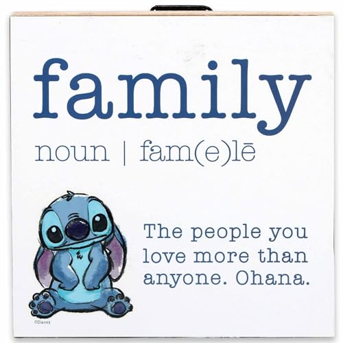 Disney Ohana Familiendefinition Lilo und Stitch Holz-Wanddekoration – niedliche Maschenbox für Heimdekoration – tolle Geschenkidee