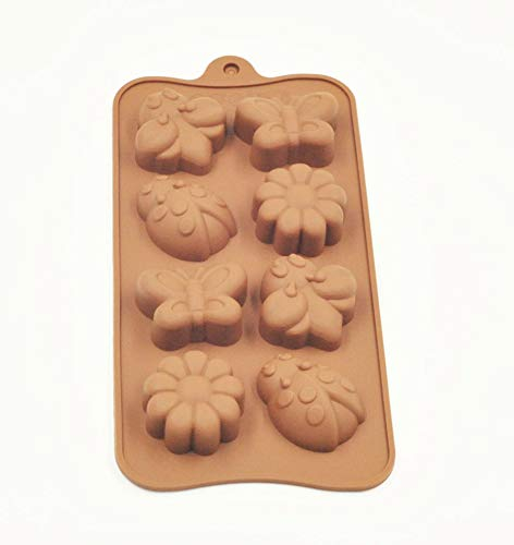 Selecto Bake 8 Cavity Insect Silicone Mould Set, 1 Pcs Mini Butterfly Snail Ladybug Bee Bug Chocolate Candy Mold, Made Little Candy Soap Crayon Wax Melt Ice Cube Mould Tray