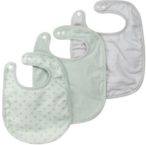 roba organic 3er Lätzchenset 'Lil Planet‘ frosty green, Jersey, Musselin, Baumwolle, GOTS, 23 x 30 cm