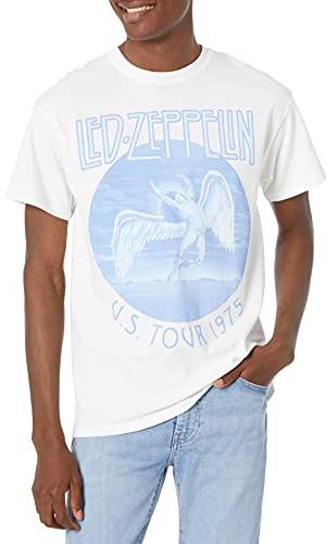Led Zeppelin Men's Us Tour 1975 White T-Shirt T-Shirt (Pack of 1)