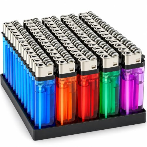 EPISENT Multipurpose Disposable Lighters – Adjustable Flame, Child-Safe Design, Multicolour, Refillable, Bulk Pack of 50 – Portable Gas Lighters for BBQ, Camping, and Everyday Use