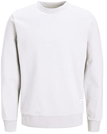 JACK & JONES - Felpa Basic da Uomo con Scollo Rotondo, Weiß (White/Reg), XXXL