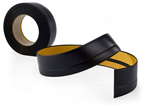 Quest Weichsockelleiste Selbstklebend - 25 mm x 15 mm - Knickleiste, Abschlussleiste für Küche, Badezimmer - Dichtungsband PVC, Flexibel, Wasserdicht, Dekorativ - 5 Meter, Schwarz