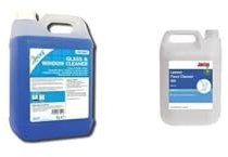 2WORK 2W76001 Glass and Window Cleaner, 5 L Bundle with Jantex CW714 Lemon Gel Floor Cleaner Concentrate 5Ltr