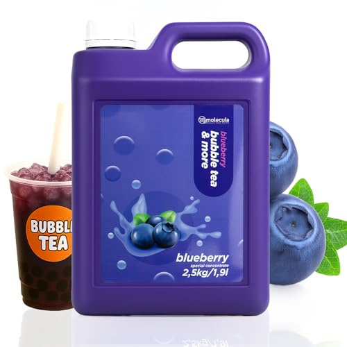 Molecula Bubble-Tea-Sirup Blaubeere 2,5 kg, 1900 ml, 1:10, IFS-zertifiziert | Beerige Fruchtnote, Für Limonaden, Cocktails, Eis Und Desserts, Glutenfrei, Laktosefrei, Für Gastronomie Und Catering