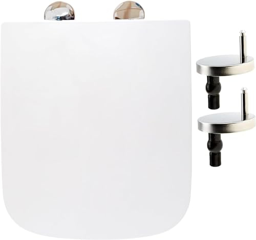 Siège de toilette carré à fermeture amortie - Siège de toilette muet à dégagement rapide - Nettoyage facile - Installation facile avec fixation supérieure et charnières réglables - 42 x 36 cm -
