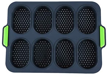 Mini Moule à , Moule à Pain Croustillant en Silicone perforé Antiadhésif pour Pain à Hot-dog Sandwich (Gris foncé)