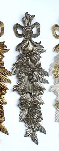 Pintici Wandrelief-3D Silber Antik- Rokoko Repro Wanddeko-Barock Ornament Applike 60 x18 cm Wandbild Deko Türbogen Wandbehang Wandskulptur accessoires C1503 (Silber)