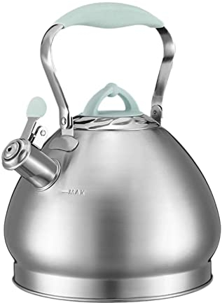 Reise Wasserkocher Reisewasserkocher Teekessel Wasserkessel Für Holzofen Edelstahl Automatisches Pfeifen Wenn Wasser Kocht Freien Auslauf Mit Großem Durchmesser Schnell Aufkochen (Grey,4.3L)