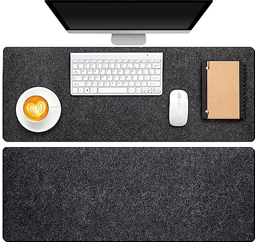 Panelee 2 Pack 80 x 30 cm Schreibtischunterlagen Filz Schreibunterlagen Groß Rutschfeste Mauspad Minimalistisch Filz Schreibtisch Matte Schützend Computer Matte für Tastatur Laptop Büro (Dunkelgrau)