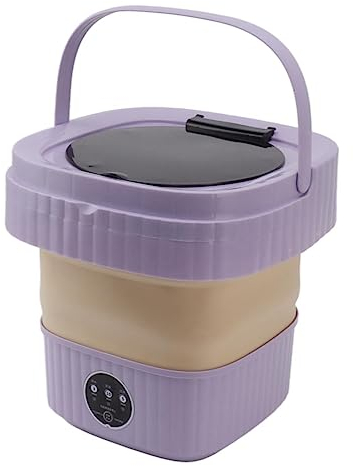 Lavadora Portátil Cubo de Lavado Plegable de Alta Capacidad de 6 L con Deshidratación Mini Lavadora Automática de Limpieza Profunda para Ropa Interior Ropa de bebé (Color púrpura)