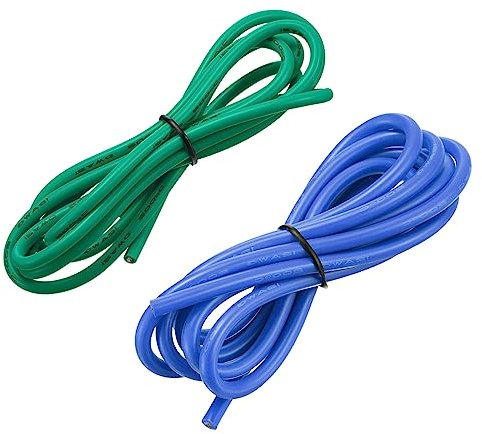 sourcing map 12AWG Elektrischer Draht Kabel 1,5 Meter Litzendraht Silikon Verzinnte Kupferdrahtspule je 3,31 mm² Solid Elektronik Wire für DIY RC-Modell Lampen Haushaltsgeräte, Blau,Grün
