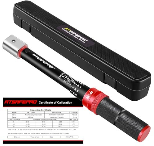 ATsafepro Clé dynamométrique à extrémité ouverte 3-25 Nm, 9 × 12 mm, clé dynamométrique réglable, clé dynamométrique de vélo pour mini split CVC, système de réfrigération, entretien de vélo et moto