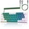 ZIYOU LANG T60 Clavier de Jeu Filaire avec Câble USB C Enroulé, QWERTY Mini 60% Compact 62 Key Anti-ghosting, 18 Rétroéclairage Arc-en-Ciel, Clavier Mécanique Clicky Blue Switch pour PC/Mac - Vert