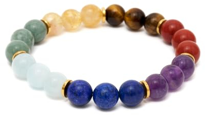 BERGERLIN 7 Chakra Armband - Echtes 7 Chakren Armband mit 7 Spacern - Größe XS-S