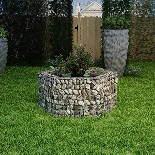 BLASE Gabbione Letto Rialzato da Giardino Esagonale in Acciaio Zincato, Gabbioni Metallici, Gabbione in Rete per Giardino Esterno, Argento 100x90x50 cm