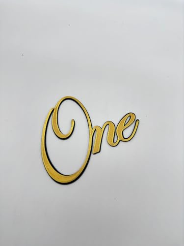 One 1 Jahr Tortendeko Cake Topper Geburtstag Torten Stecker Silk Weiss (Schwartz gold)