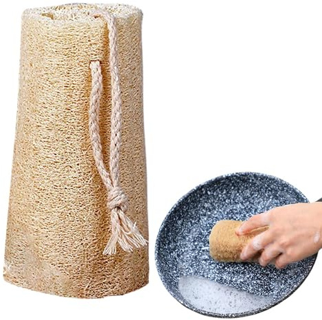 Éponges en luffa naturel, 5 x 5 x 8 cm, éponges à récurer pour vaisselle, luffa naturel, éponge de lavage de vaisselle, brosse à récurer pour cuisine, brosse de bain