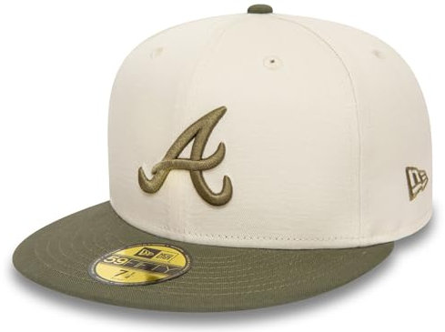New Era White Crown 59FIFTY Cap Atlanta Braves BEIGE Olive | Größe 7 | 56cm