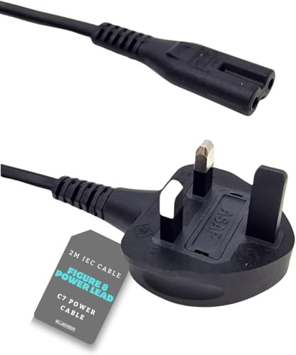 3 Pin UK Mains Figure 8 Power Lead IEC C7 Cable Figure 8 Power Cable Compatible With Xbox One S Slim, Xbox One X, Sony PS3 PS4 (Slim Edition) HP/Samsung/Sony/Acer/Asus Laptop - 2m/3m (2M)
