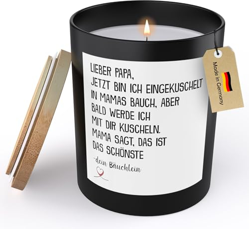 22Feels Spruchkerze Du Wirst Papa Schwangerschaft Geschenk Männer Jetzt Bin Ich Eingekuschelt Werdender Vater Sojawachs Kerze im Glas Dad To Be Handgemacht Duft Deko Nachhaltig - ZITRUS
