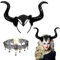 LXYYDS Königin Hörner Halloween, Hörner Teufel Kopfschmuck mit Gothic Spitze Halskette, Böse Haarreif, Hörner Kopfschmuck, Böse Kopfbedeckung, für Fasching Cosplay Maskerade Halloween