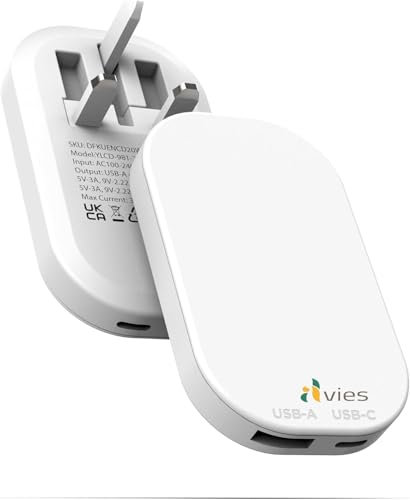 20W Ultra Slim USB-C PD & QC 3.0 Fast Charger Folding UK Plug | Travel Adapter for iPhone 15/14/13/12/11/X/8, iPad, Samsung Galaxy S23/22/S21/20/10/Z/Note 20/10/Ultra+ (White Slim)