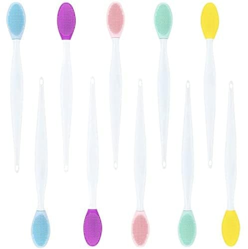 10Pcs Exfoliating Nose Brush Silicone Lip Brush Double-sided Soft Lip Brush Lip Scrub Brush Lip Scrubber Blackhead Brush for Lip Skin Smoothing Cleaning Perfect Makeup Tool Kits