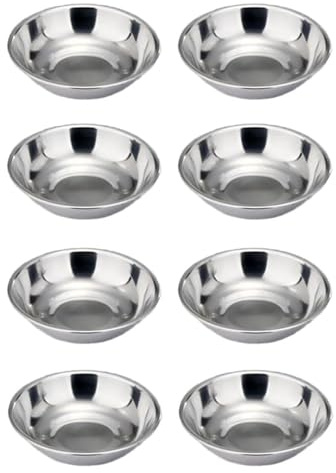 KGDUYC Mini Bol à Sauce - 8pcs 8cm Soucoupes En Acier Inoxydable, Petits Bols d'Épices, Bols à Tapas, Bol d'Assaisonnement, Petit Bol Rond Pour Fêtes,Pique-Niques, Petits Plats, Desserts, Épices Etc