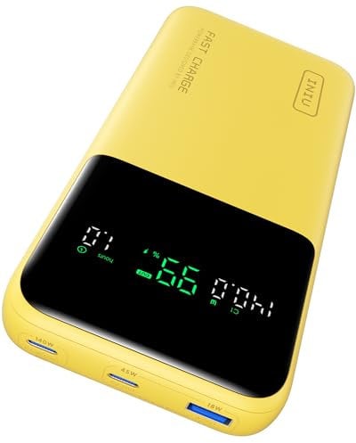INIU Batterie Externe, 140W 25000mAh Grande Capacité Power Bank for Phone & Laptop, Mini Batterie Externe Charge Rapide pour iPhone Samsung iPad, Voyage Camping Randonnée pour Hommes et Femmes, Jaune