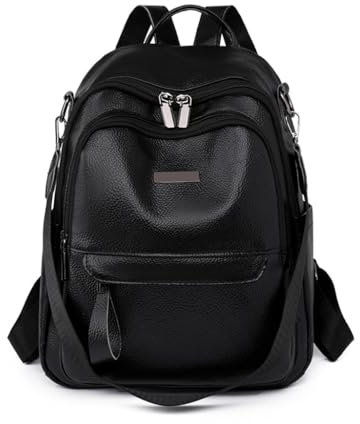 FUXIU Praktischer und stilvoller Rucksack, lässiger Tagesrucksack, Schultasche für modische Frauen, Schwarz