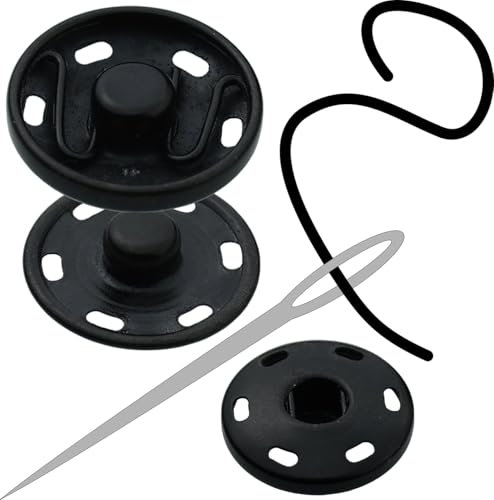Druckknöpfe zum Aufnähen 20 Paare - S-Feder 8 mm bis 25 mm Druckknopf zum Annähen Snaps Button viele Farben (Schwarz, 25 mm)
