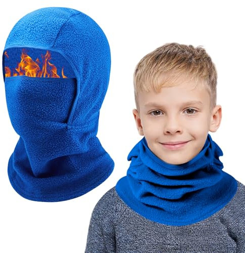 AYPOW Kids Thermal Balaclava, Winter Multifunction Windproof Warm Ski Mask Cycling Balaclava Full Face Cover Under Helmet Hat with Neck Warmer, for 4-13Years Boys Girls Children Winter Outdoor Sports