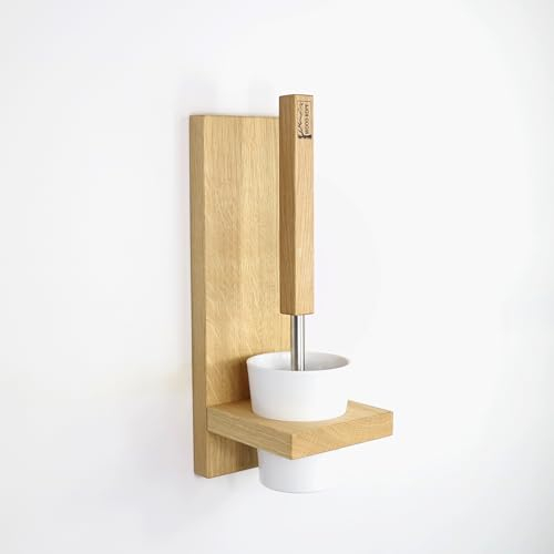 Woodkopf® - Hochwertiger Holz Toilettenbürstenhalter stehend - Klobürstenhalterung mit Elastischem TPR-Bürstenkopf - WC-Bürstenhalter für Sanfte und Gründliche Reinigung - Klobürstenhalter