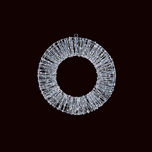 Premier Light Up Christmas Wreath, Double Silver Frame Hanging Door Wall Window Decoration with 960 Twinkling White Micro LED Lights, Indoor/Outdoor Use 60cm