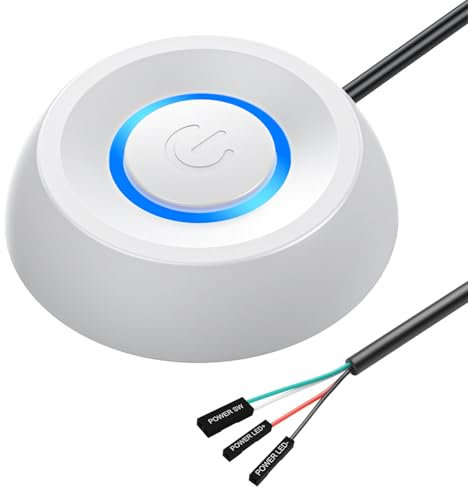 DOOCECIY Pc Power Button, Extension Cord with Led Light Power Switch