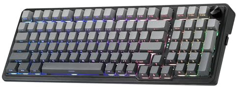 Redragon K686 Pro 98 Teclas Gasket RGB Gaming Keyboard 3 Modos PBT Teclado mecánico con Intercambio en Caliente, Base RGB hacia Abajo, botón Giratorio y Aislamiento de Ruido de 5 Capas, US Layout