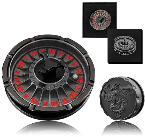 D20 Roulette Dadi Spinner per DND, 7 in 1 Drago metallico D&D con custodia regalo per Dungeons and Dragon Game, RPG gioco di ruolo da tavolo (nero/rosso)