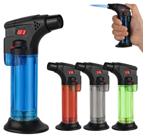 XCWTBL 4 Stück Jetflame Feuerzeug,Mini Fackel Feuerzeuge Einstellbaren & Wind Widerstand Flamme Sturmfeuerzeug Gas Brenner mit Jet Flamme nachfüllbar Butan nachfüll(Butan Gas Nicht enthalten)