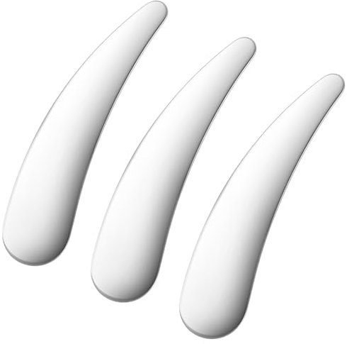 3PCS Metal Spatulas, Mini Cosmetic Makeup Skincare Cream Spatulas Scoop Reusable Scoop Applicator Mixing and Sampling Face Eye Cream for Skin Care Creams Essences(Silver)