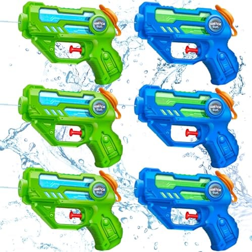 Doviden Wasserpistole Kinder 6 Pack, Klein Wasserpistolen mit 7 m Reichweite, Garten Wasserspielzeug für Pool Strand, Mini Water Guns, Sommer Spielzeug Prank Wasserpistole für Kinder
