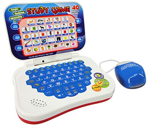 Denash Mini Jouet D'ordinateur Portable, Machine d'apprentissage Bilingue pour Enfants avec Enseignement du Chinois et de L'anglais, Jouet éducatif Précoce pour bébé avec Jeux de Chansons (comme
